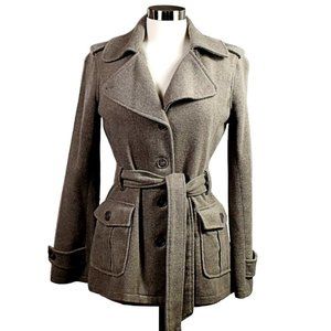 Converse "One Star" Tan Wool Blend Belted Pea Coat